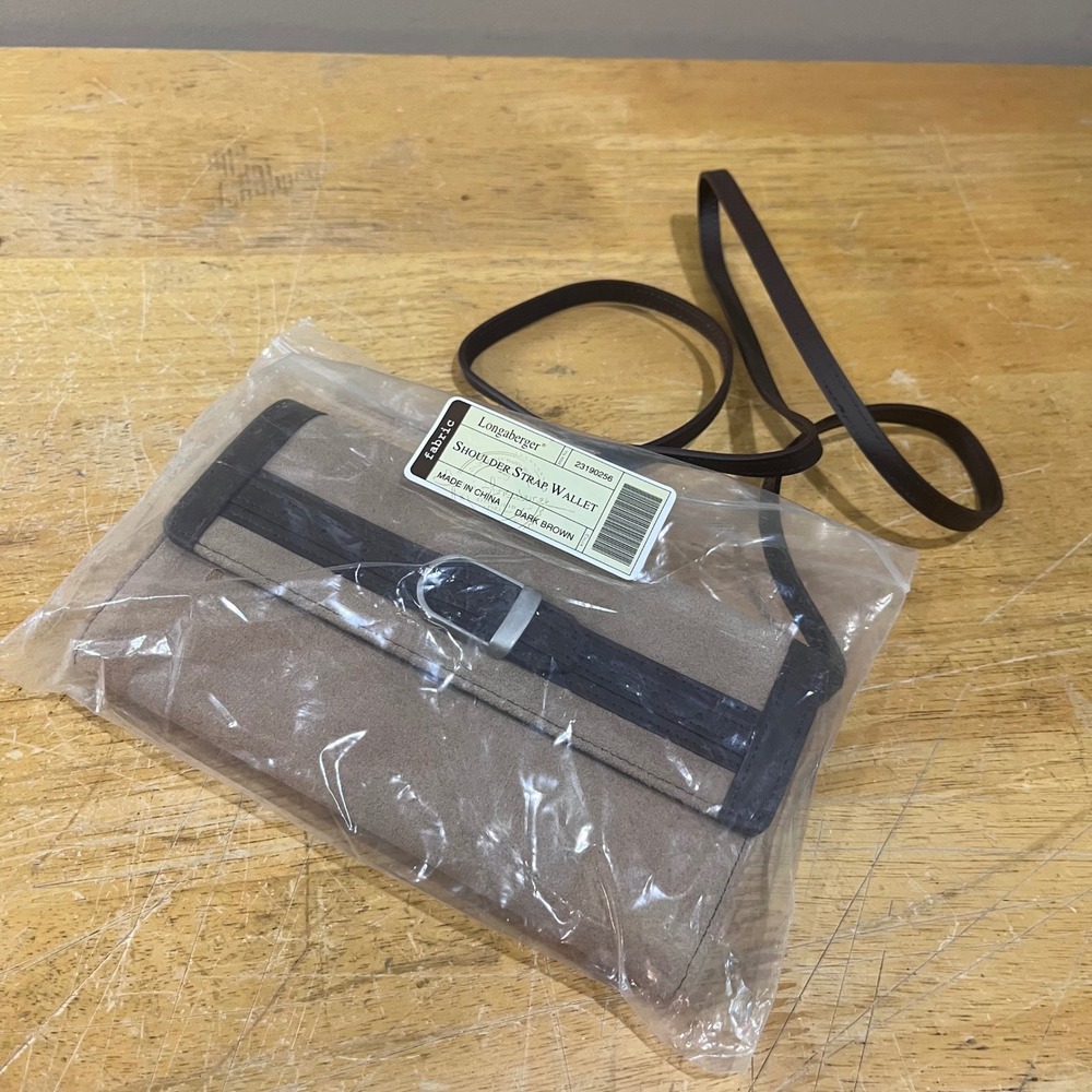 Longaberger Dark Brown Fabric Shoulder Strap Wallet Crossbody 23190256 Vtg Style